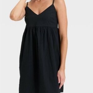 Black V-Neck Spaghetti Strap Women's Dress